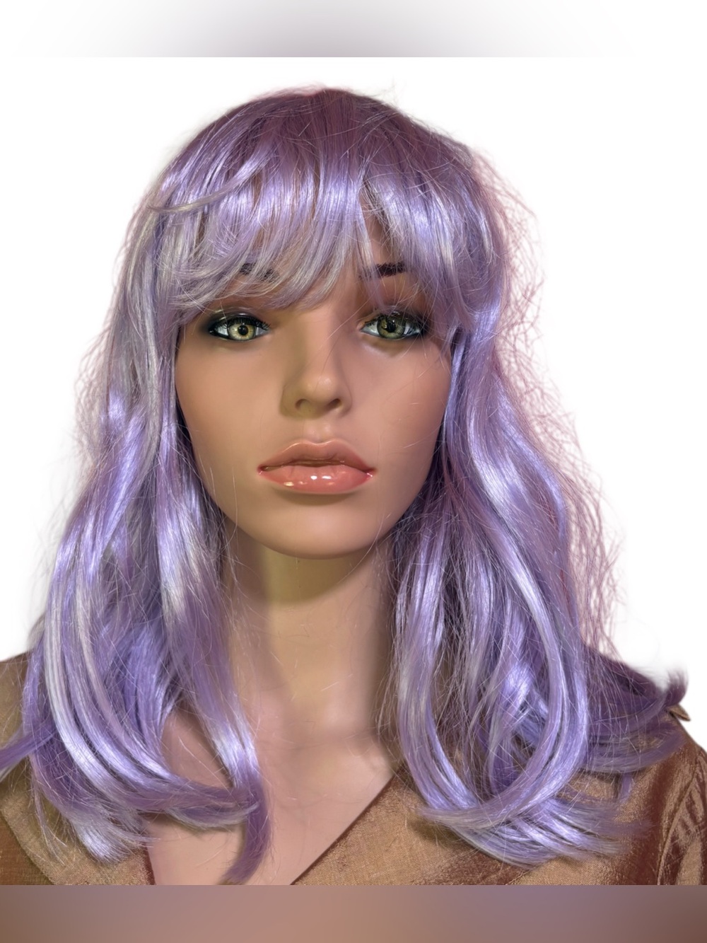 Synthetic Shoulder Length Wig Cosplay Halloween Light Purple